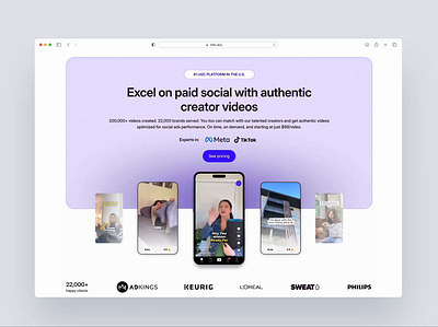 Billo.app landing page redesign branding design land landing page purple ui website white