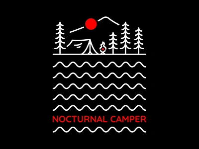 Nocturnal Camper 2 adventure apparel apparel design backpacker branding camper campfire camping hiking holiday mountain national park nature nocturnal outdoors t shirt t shirt design travel vacation wild