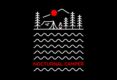 Nocturnal Camper 2 adventure apparel apparel design backpacker branding camper campfire camping hiking holiday mountain national park nature nocturnal outdoors t shirt t shirt design travel vacation wild