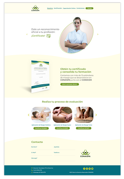 Home Page CONAISPA home home page landing page massage relax spa ui ux ux design welness