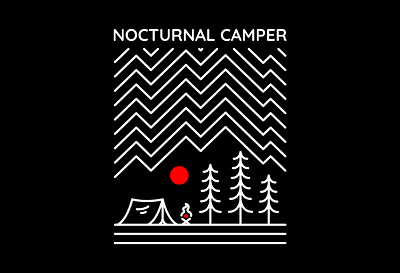 Nocturnal Camper 3 adventure apparel apparel design backpacker branding camper campfire camping hiking holiday mountain national park nature nocturnal outdoors t shirt t shirt design travel vacation wild