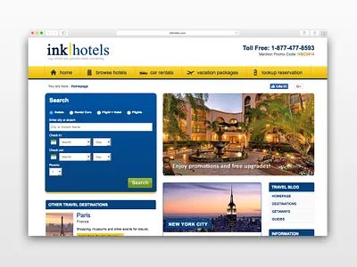 InkHotels (Priceline Partner Network) - Travel Affiliate Landing branding design landing page ppn priceline ui