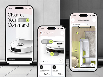 Smart Home App app app design clean design home iot mobile mobile design smart smart app smart device smart home smart home app smart vaccum ui vaccum