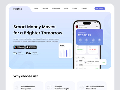 Money Management Landing Page bank design finance financial freedom invest landing page money management ui design user experience user interface ux design website