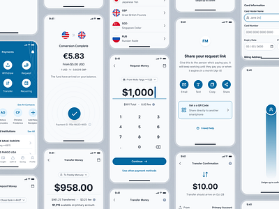 swiftbank: AI Digital Banking & Payment App - Transfer Money UI ai banking app banking app banking assistant banking ui kit blue clean dark blue digital banking app finance app finance ui kit minimal mobile banking app modern payment app payment ui request money soft transaction app transaction ui transfer ui