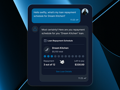 swiftbank: AI Digital Banking Assistant - Credit/Loan Repayment ai banking app banking app banking assistant banking ui kit blue bnpl app clean credit app dark blue dark mode digital banking app finance app finance ui kit loan app minimal mobile banking app modern payment app payment ui soft
