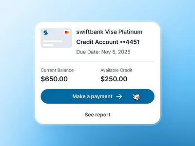 swiftbank: AI Digital Banking Payment App - Credit Card Account ai banking app banking app banking assistant banking ui kit blue bnpl app clean credit app credit card app dark blue digital banking app finance app finance ui kit loan app minimal mobile banking app modern payment app payment ui soft