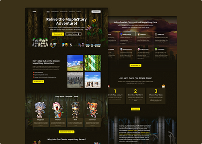 MapleStory : Landing Page Design 2d game nostalgia gaming gaming ui hero section landing page maplestory mmorpg old school maplestory pixel art platformer retro game design ui ui design uiux design ux ux design web design