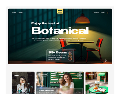 Coffee shop website design botanical coffee shop cafe website café coffe shop landing page coffee shop home page coffee shop website coffeeshop hero section