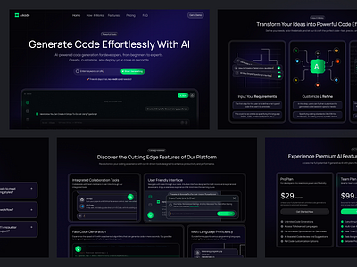 Aikode - AI Code Generator Landing Page ai ai landing page ai platform ai tools ai website artificial intellegence branding code code builder design developer generate code generator landingpage modern programming ui ux web development website