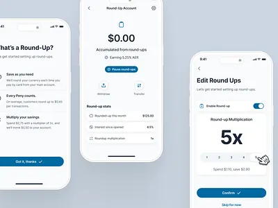swiftbank: AI Digital Banking & Payment App - Round Up Saving UI ai banking app banking app banking assistant banking ui kit blue clean dark blue digital banking app digital banking ui finance app finance ui kit minimal mobile banking app modern money saving app payment app payment ui round up saving app soft