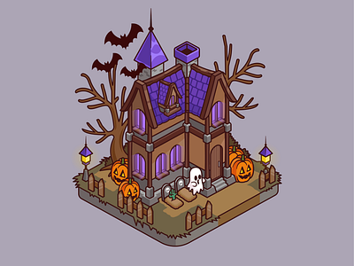 Halloween Haunted House🎃👻🦇💀🪦 architecture autumn branding building castle character doodle flat ghost halloween horror house icon illustration logo pumpkin spooky witch