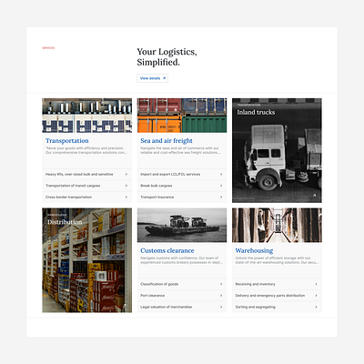 A [UX] C-PIL branding design landing page logistics services section ui ux ux design website website design