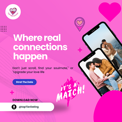 Dating app post mockup graphic design ui