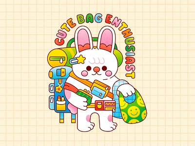 Peachtober24: Backpack backpack bag bag collector bunny character design childrens character childrens illustration colorful cute character design digital art digital illustration fanny pack flat illustration illustrator purse rabbit simple vector