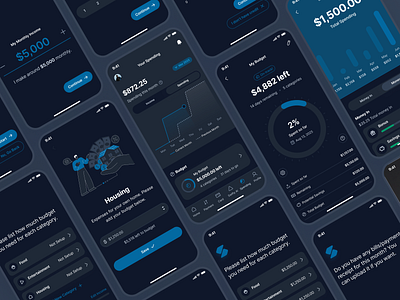 swiftbank: AI Digital Banking & Payment App - Spending Dashboard ai banking app banking app banking assistant banking ui kit blue budgeting app clean dark blue dark mode digital banking app finance app finance ui kit minimal mobile banking app modern payment app payment ui soft spending app spending dashboard