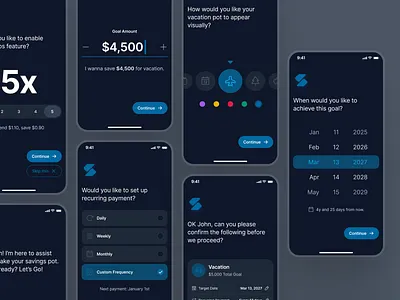 swiftbank: AI Digital Banking & Payment App - Create Savings Pot ai banking app banking app banking assistant banking ui kit blue clean dark blue dark mode digital banking app finance app finance ui kit minimal mobile banking app modern payment app payment ui saving app saving pot saving ui soft