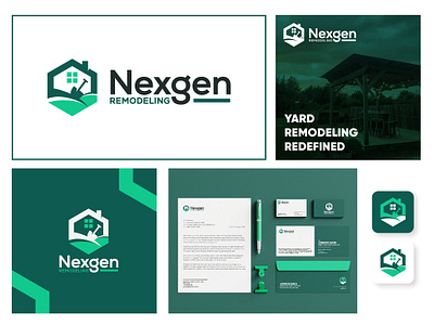 Nexgen Remodeling Logo and Brand Identity - Yard & House branding freen house iconic logo design yard