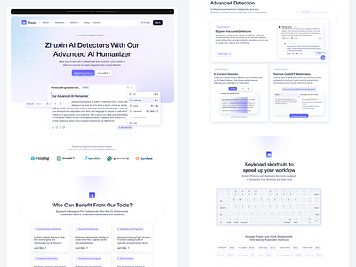 AI Detection Saas Landing Page ai detector ai humanizer ai landing page ai saas website ai tools bento card card component component illustration product design saas saas component saas product saas website ui ui component ui illustration uidesign uiux website websitedesign