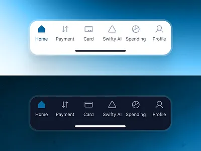 swiftbank: AI Digital Banking & Payment App - Tab Bar Component ai banking app banking app banking assistant banking ui kit blue clean dark blue digital banking app digital banking ui finance app finance ui kit minimal mobile banking app modern payment app payment ui soft tab bar tab bar component tab bar ui