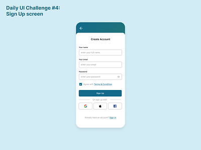 Daily UI Challenge #4: Sign Up Screen daily ui design figma hype4 ui ui design ux ux design