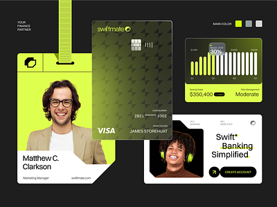 Swiftmate : Digital Bank - Visual Identity bank bank card brand brand design brand guideline branding card design clean design digital bank financial fintech graphic design id card identity design layout logo logo design pattern design visual branding visual identity