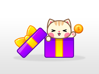 Piano Purple Tiles: Happy Cat animal cat coin cute cat cute kitty feline fun game gift gift box happy happy cat illustration kitten kitty music game piano game piano tiles present reward