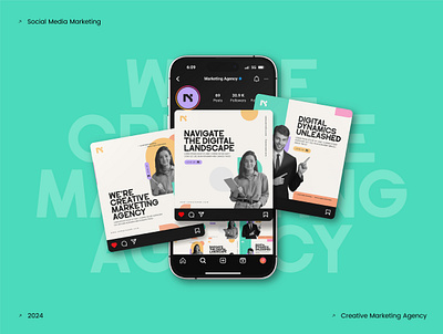 Creative Marketing Agency Template Kit advertising agency creative design digital marketing digital services instagram stories kit marketing media markdeting mockups post post design social social media marketing social posts template