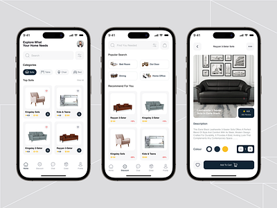 Furniture Mobile App chair clean e shop ecommerce furniture app interior design living room mobile app design mobile application modern online store product design sofa ui unique