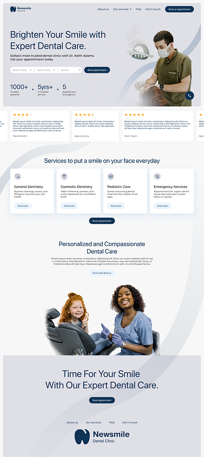 Dentist home page - Web design dental homepage simple ui website