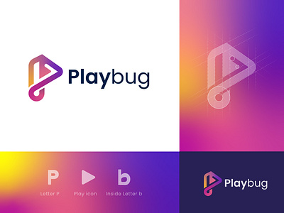 Play Media logo Design app icon logo audio branding colorful creative logo entertainment gaming gradient letter logo letter p lettering logo logo design logo designer logos media player minimalist modern logo play logo video