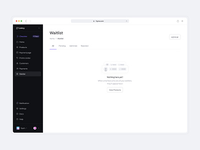 Waitlist empty state app dashboard empty empty state lazy light minimal saas tab ui ui design waitlist web