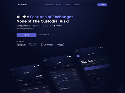 Metalend - Decentralized Finance Landing Page Design 🚀 branding creative design landing page ui uiux