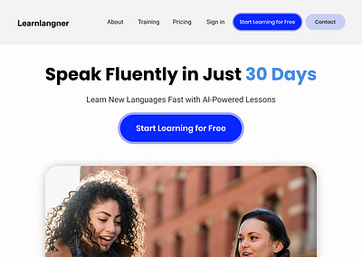 Language learning webapp landing page design figma landing page ui ux web design web designer website design