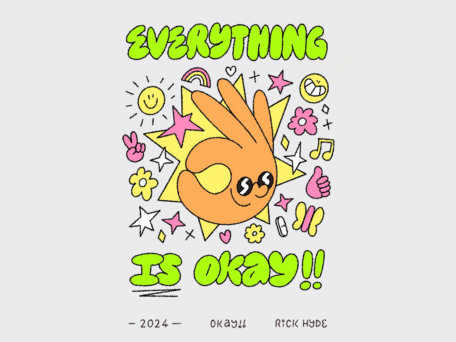 Okay!! digital art digital drawing digital illustration doodle drawing font good vibes hand lettering happy illustration lettering ok peace print procreate sketch type type design typography typography design