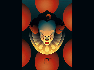 IT adobe illustrator alien bill skarsgård creepy graphic design halloween horror illustration it minimal movie pennywise portrait poster stephen king vector