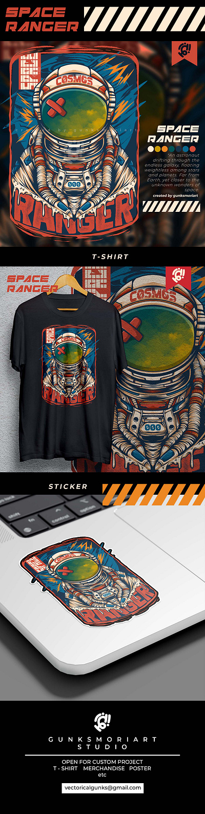 SPACE RANGER anime apparel art astronaut cartoon character clothing comic cyberpunk design graphic design illustration merchandise nft poster space sticker t shirt