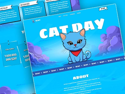 $Cat - Meme Coin Landing Page base cat defen degen e commerce elon icons inu landing page logo design meme meme chain meme coin meme coin landing page meme token mobile app pepe coin ponke meme stonk website