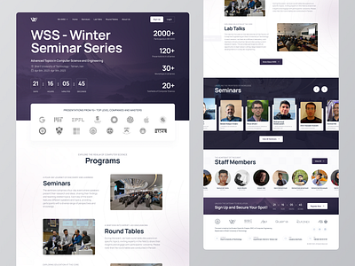 9th WSS - Annual Event Website Design computer engineering computer science event minimal mountain official purple round table science scientific seminar technology ui uidesign universirty web web design workshop