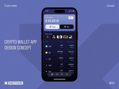 Mobile Crypto Wallet app design blockchain clean design crypto app crypto wallet cryptocurrency dark mode dashboard digital wallet finance app finance ui fintech fintech app light mode minimal design mobile wallet ui design user interface ux design wallet app