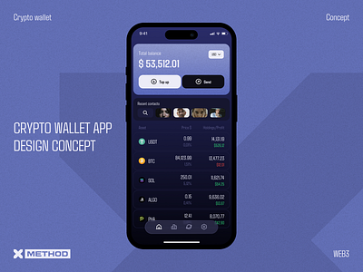 Mobile Crypto Wallet app design blockchain clean design crypto app crypto wallet cryptocurrency dark mode dashboard digital wallet finance app finance ui fintech fintech app light mode minimal design mobile wallet ui design user interface ux design wallet app