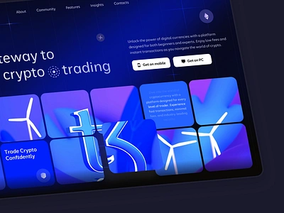 Palmera home page blockchain crypto dark design flat hero home landing layo page studio traiding ui ux website