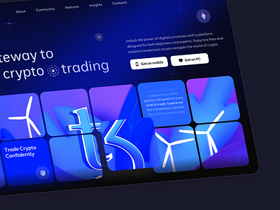 Palmera home page blockchain crypto dark design flat hero home landing layo page studio traiding ui ux website