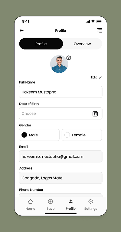 Design of the profile page of a mobile app UI dailyui ui