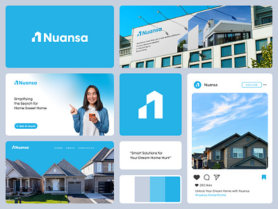 Nuansa - Real Estate Logo Branding | Allyana Studio allyana allyanastudio brandidentity brandingexpert brandingidentity homelogo houselogo letternlogo logo logodesign nlogo realestatelogo visualidentity