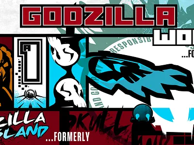 GODZILLA - Ticket to Skull Island brand branding design ecology fantasy godzilla graphic design illustration kaiju logo sci fi science fiction skull travel watercolor