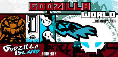 GODZILLA - Ticket to Skull Island brand branding design ecology fantasy godzilla graphic design illustration kaiju logo sci fi science fiction skull travel watercolor