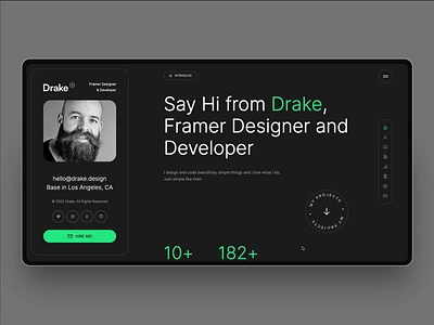 Drake - Personal Portfolio dark framer freelancer onepage personal portfolio resume themeforest ui webflow website wordpress