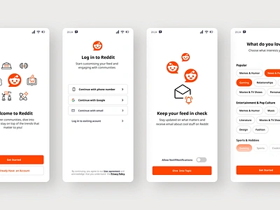 Reddit User Onboarding ui