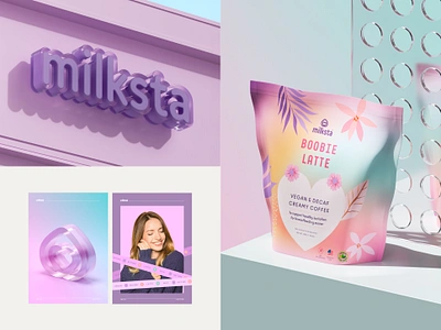 Milksta Branding and Packaging Design - Health 3d animation branding dashboard design e commerce emblem graphic design icons illustration label landing page logo logo design logotype moms motion graphics packaging packaging design ui